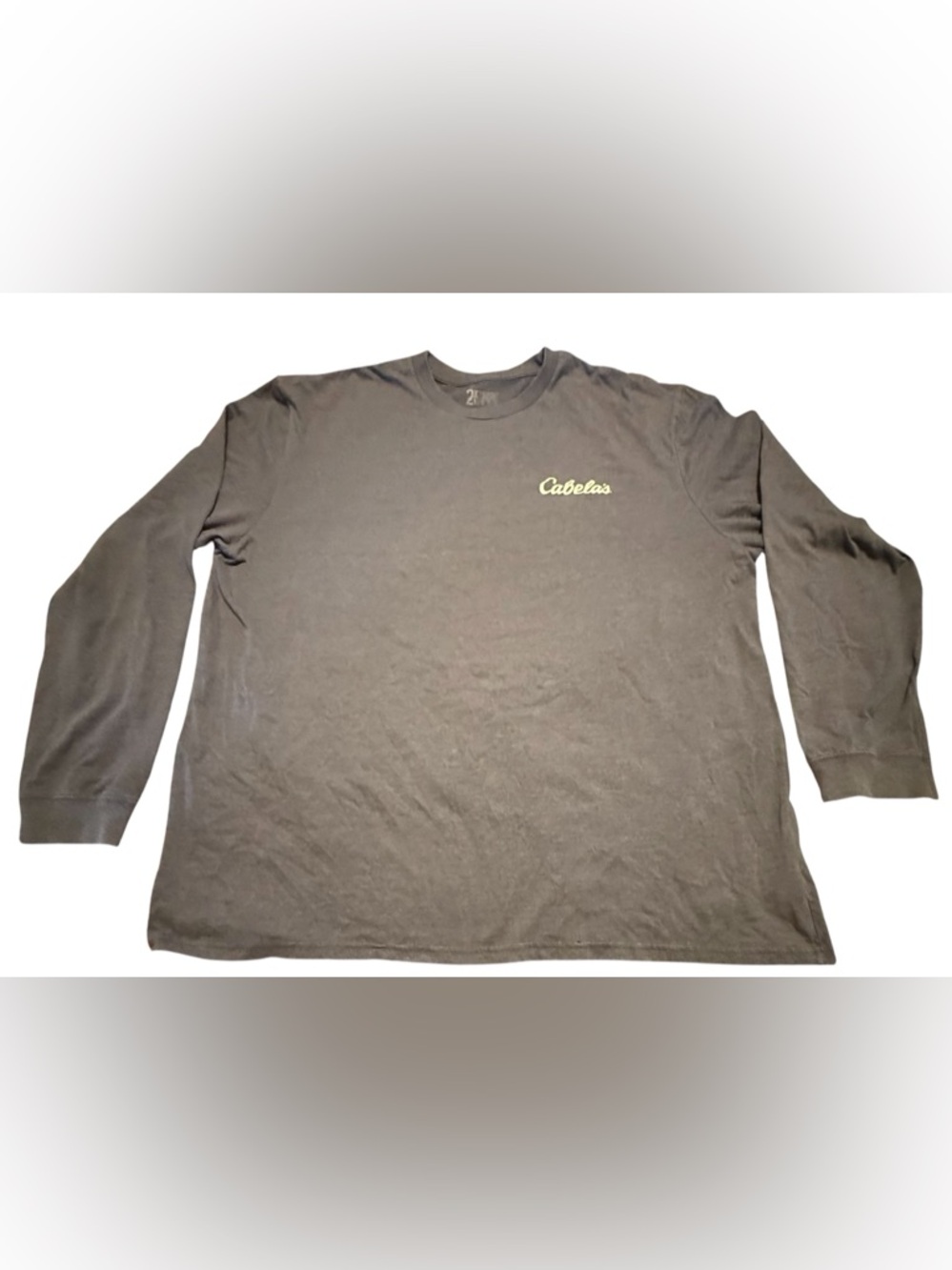 Cabela's Men's Long Sleeve Crewneck Tee - Charcoal Gray with White Logo